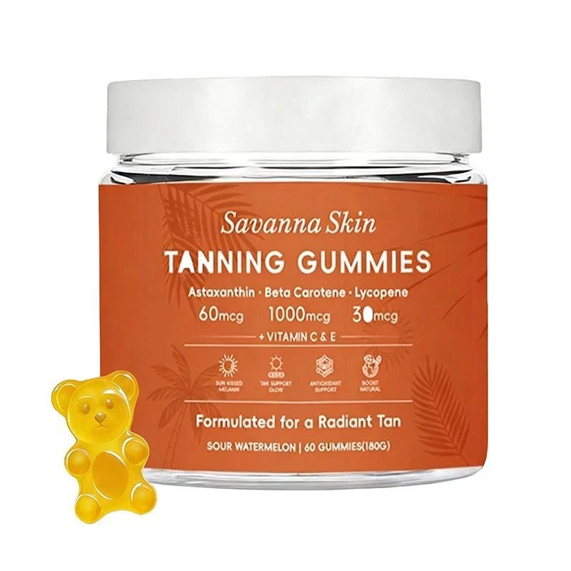 Savanna Skin Tanning Gummies, with Vitamin C & E, Astaxanthin, Beta Carotene & L