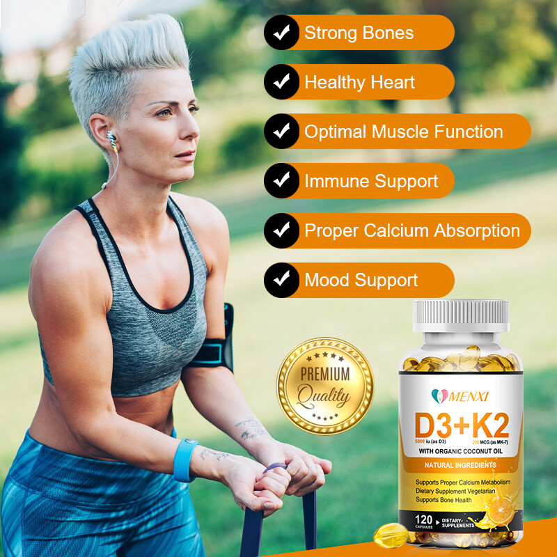 Vitamin D3 with K2 D3 5000IU and K2 200mcg High Strength 1-4* 120 Vegan Capsules