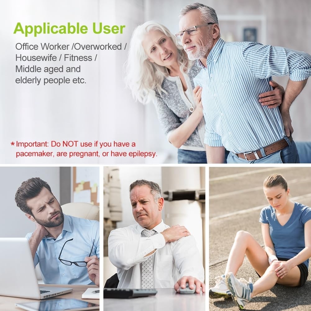 Rechargeable TENS Unit Muscle Stimulator – 24 Modes, 8 Premium Electrode Pads fo