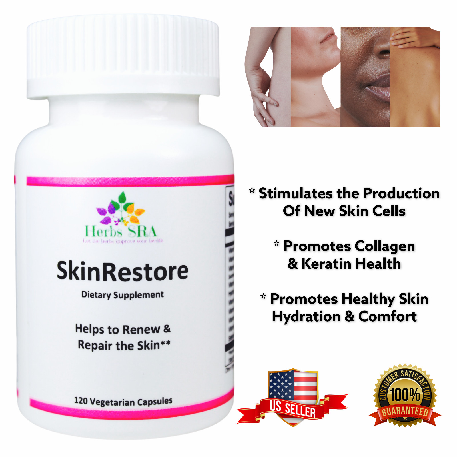 INNER SKIN RESTORE NUTRIENTS SUPPLEMENT, 120 Capsules, Easy to Swallow Formula.