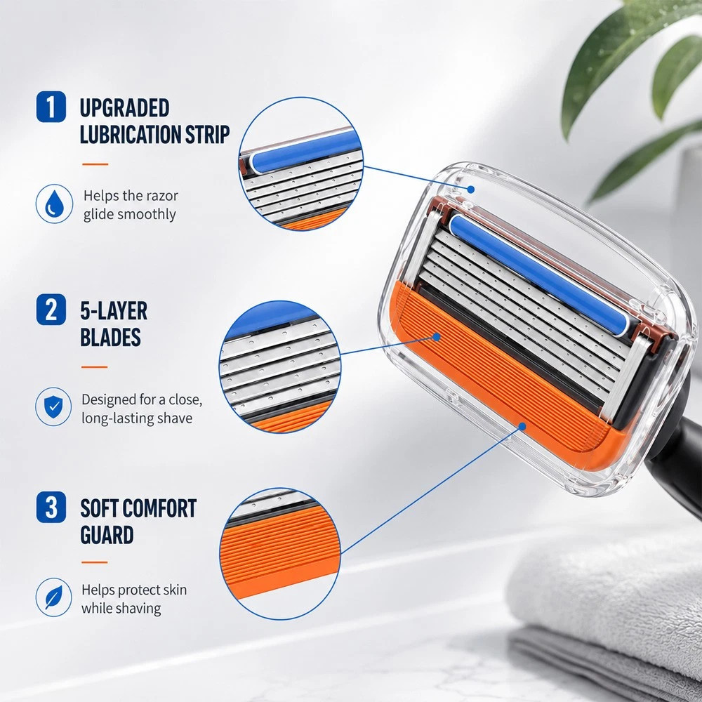 4~1000PCS Shaving Razor Blades Refills Compatible for GiIIette Fusion 5 Proglide