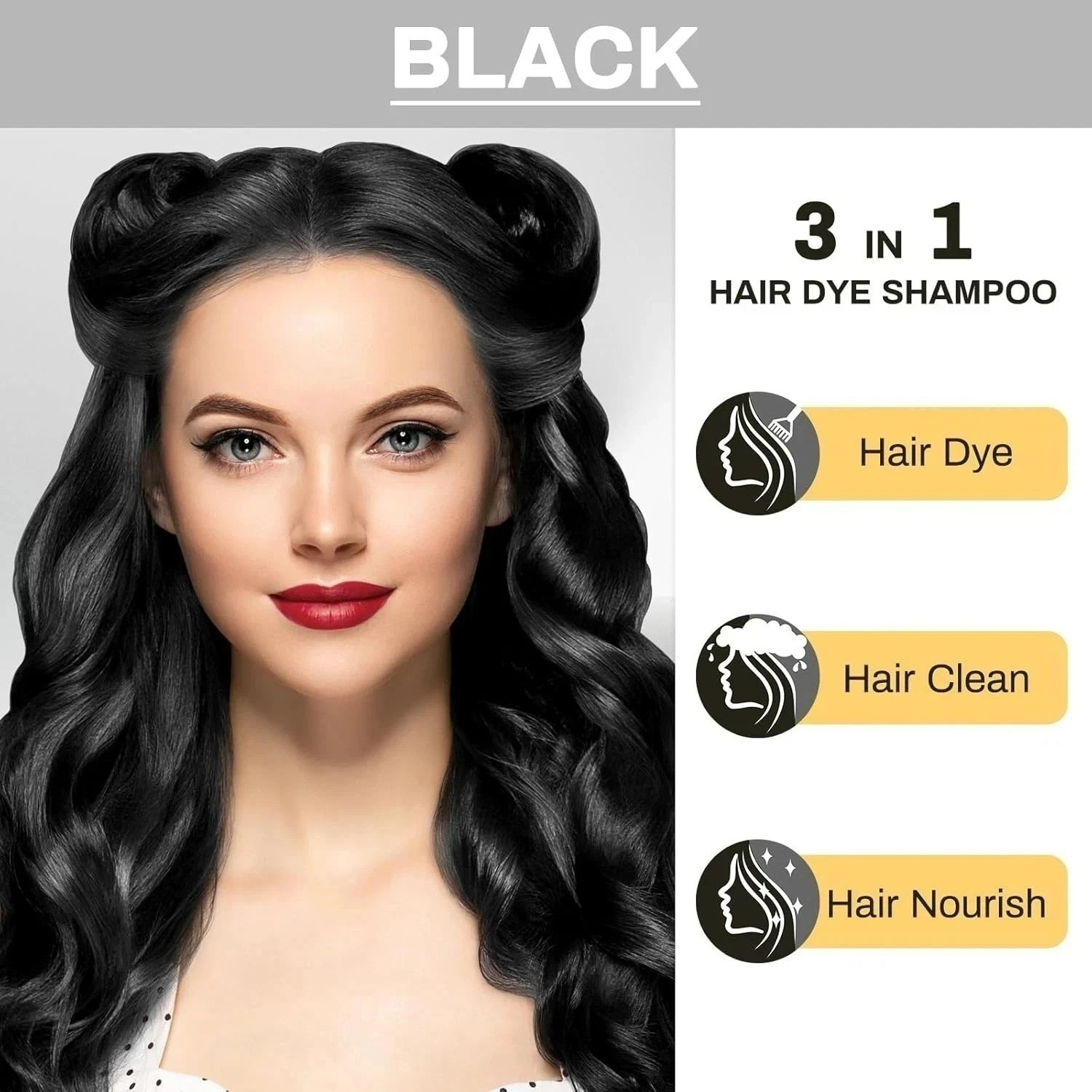 Hair Dye Shampoo 3 in 1 Hair Shampoo Instant Hair Dye Herbal Ingredients Gift US