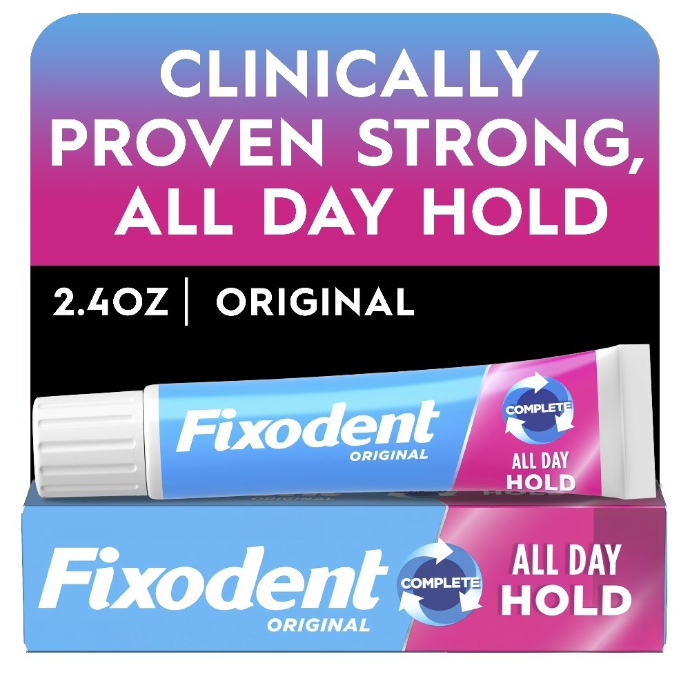 Denture Adhesive Cream All Day Hold Strong Secure Fixative for Full Partial