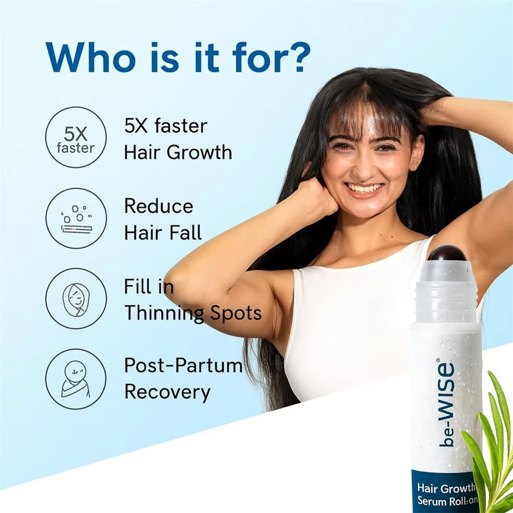 Be Bodywise Hair Growth Serum Roll On – 3% Rosemary, 3% Redensyl & 2% – 2025🔥