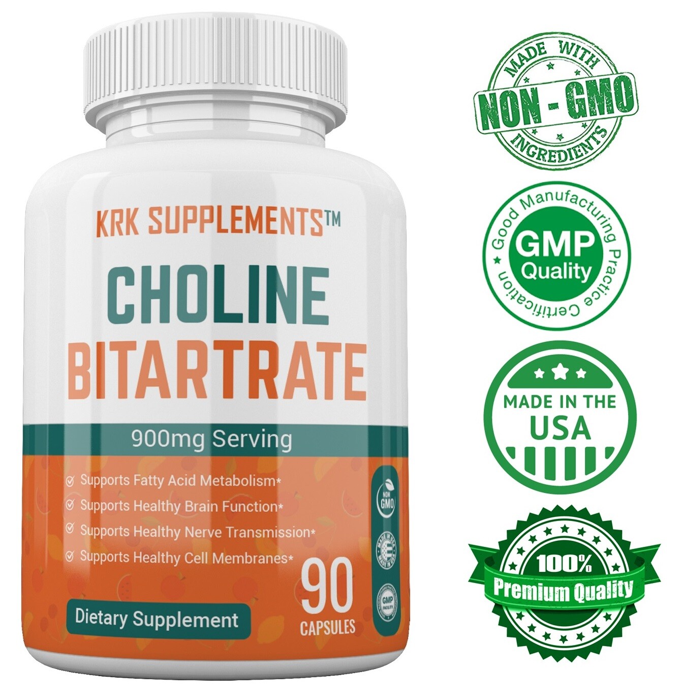 1 Choline Bitartrate 900mg serving Nootropic Fatty Liver Brain Memory Booster