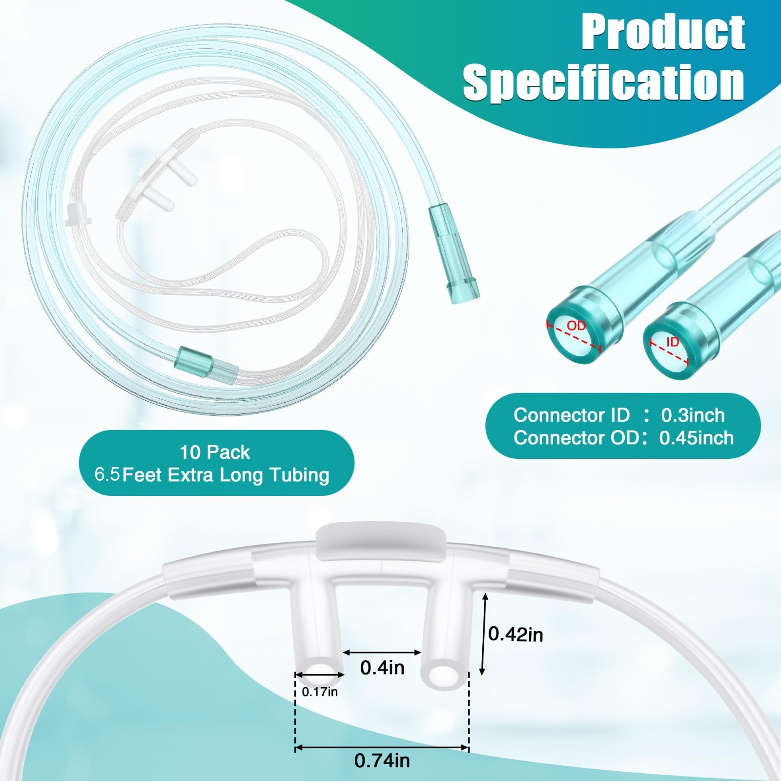 10 Pack 6.5Ft Adult Oxygen Nasal Cannula, Soft Oxygen Tubing for Adult, Cannula
