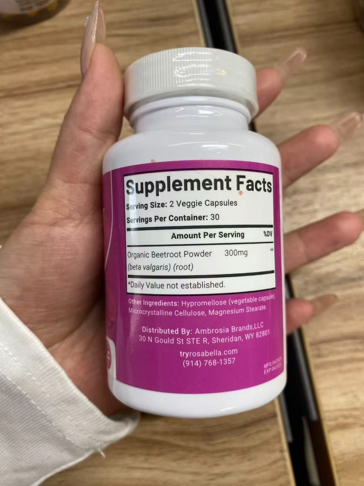 3PCS Rosabella Organic Beet Root 60 Capsules Natural Energy Boost Blood Pressure