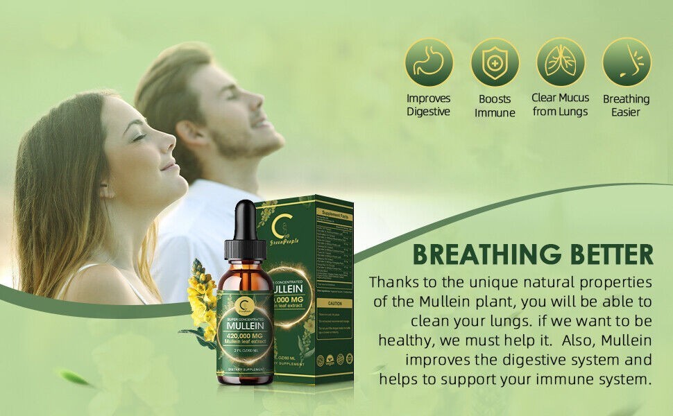 Mullein Leaf Extract Super Concentrated 420,000 MG 2 FL.OZ/60 ML Lung Cleanse