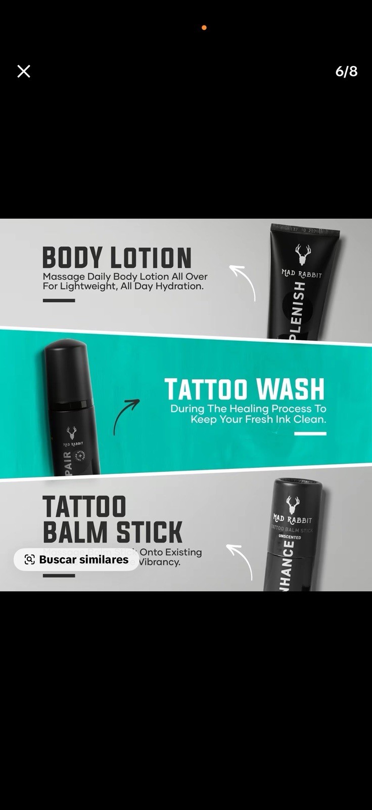 Mad Rabbit Tattoo Aftercare Set Repair Gel + Replenish Lotion SPF 30 Vegan