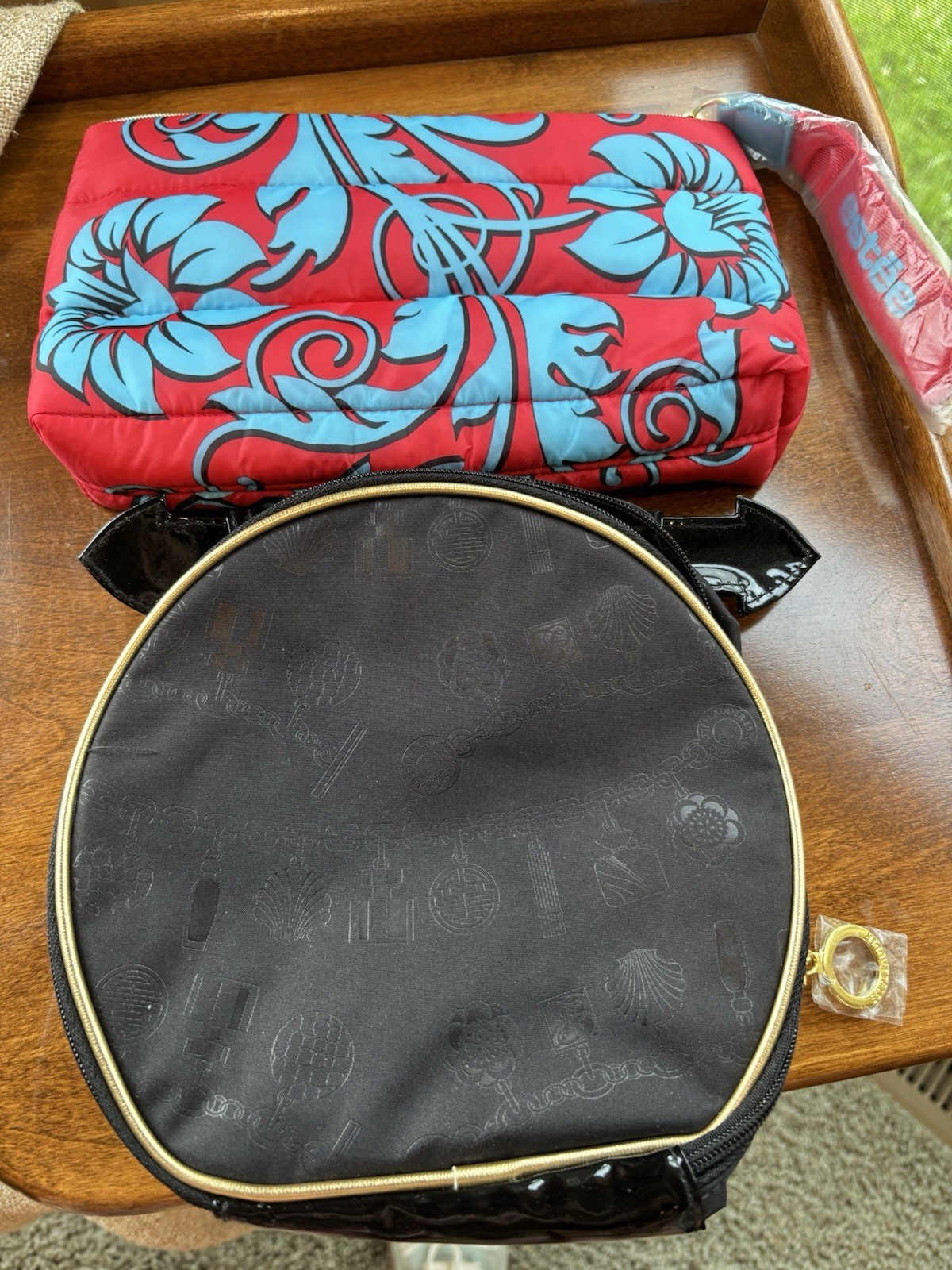 2 Estée Lauder Fabric Zippered Makeup Bag/Cosmetic Pouches, zip covers intact