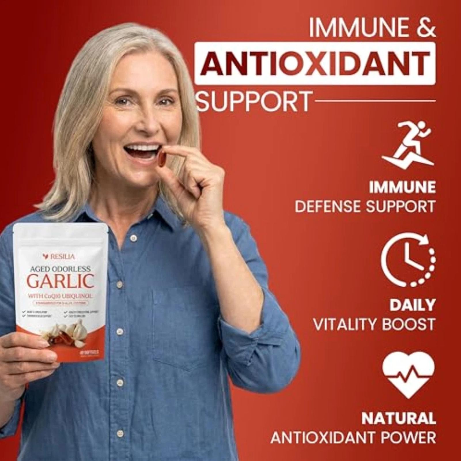 2 X Resilia Garlic Extract 600mg Softgels (60 Count) – Odorless Aged Garlic Ext