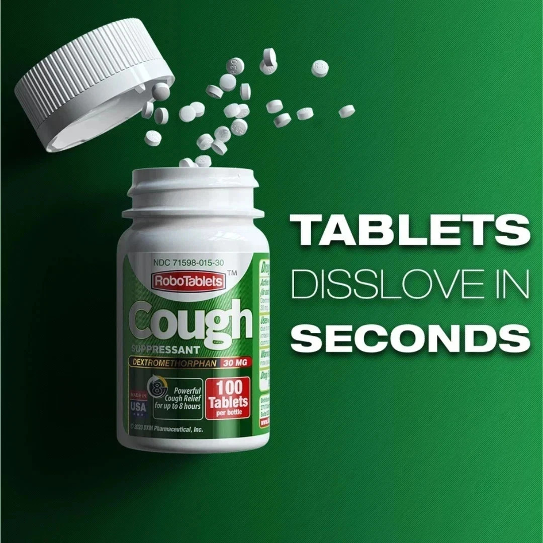 RoboTabs Cough Suppressant Dextromethorphan 30mg 100 Tablets