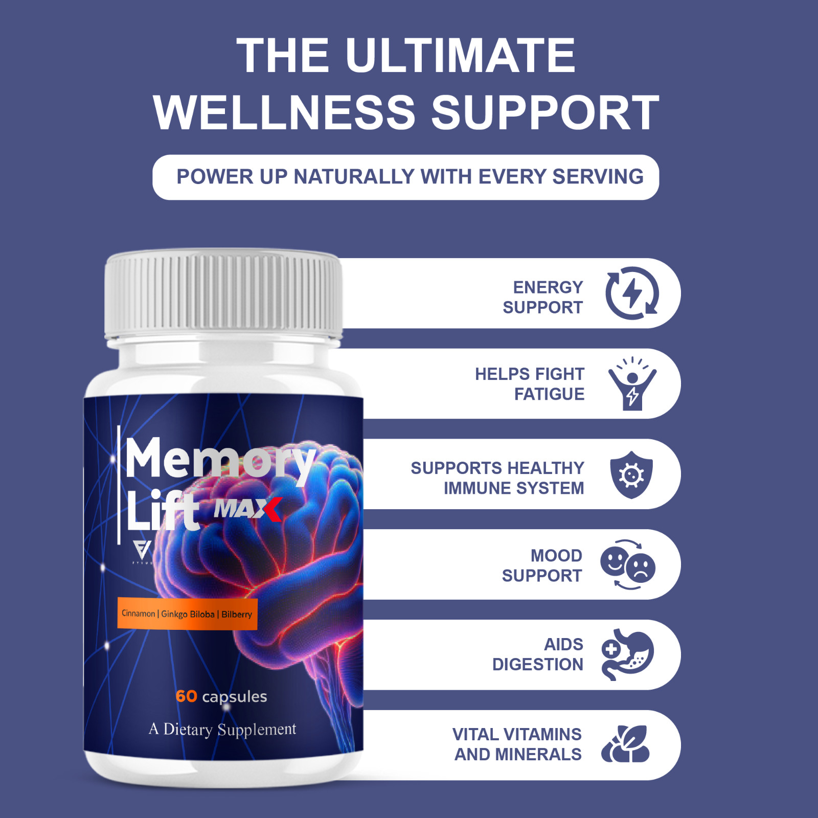 (5 Pack) Memory Lift Max Supplement, MemoryLift Nootropic Pills (300 Capsules)