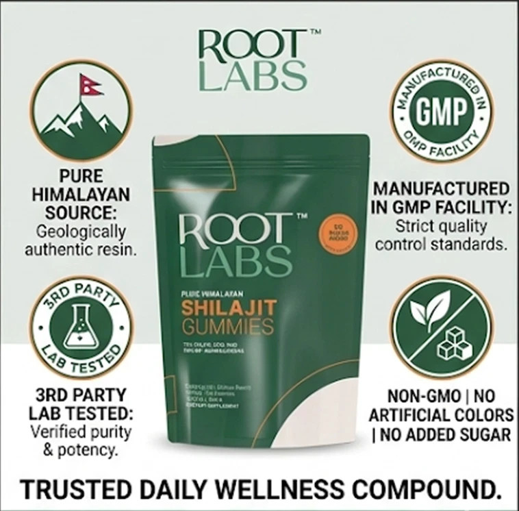 2-Pack Root Labs Shilajit Gummies Fulvic Acid KSM-66 Ashwagandha No Sugar 240ct