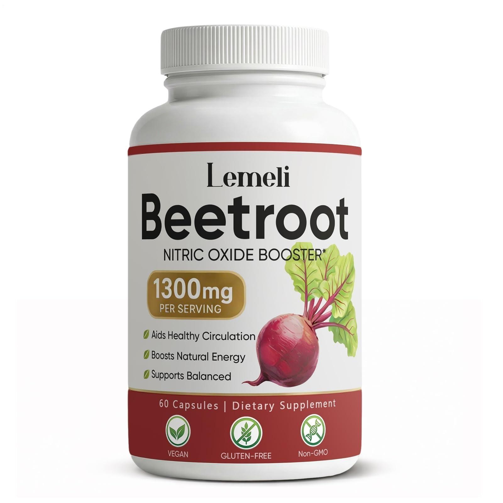 (3 PACK) Lemeli Beetroot -1300mg, Lemeli Beet Root Supplement 180 Capsules,US