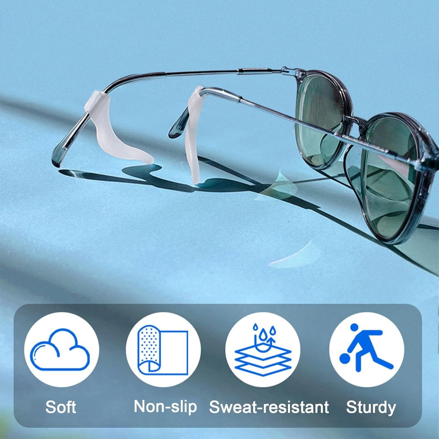 Soft & Durable Anti-Slip Eyeglasses Ear Grips – 12 Silicone Hooks for All Ages