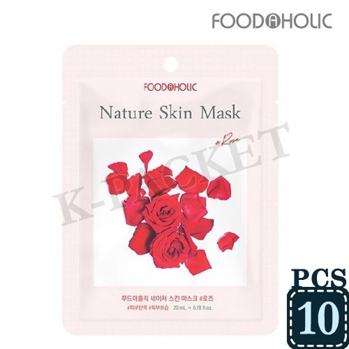 FOOD A HOLIC Nature Skin Mask Pack 23ml Rose 10EA Korean Seller