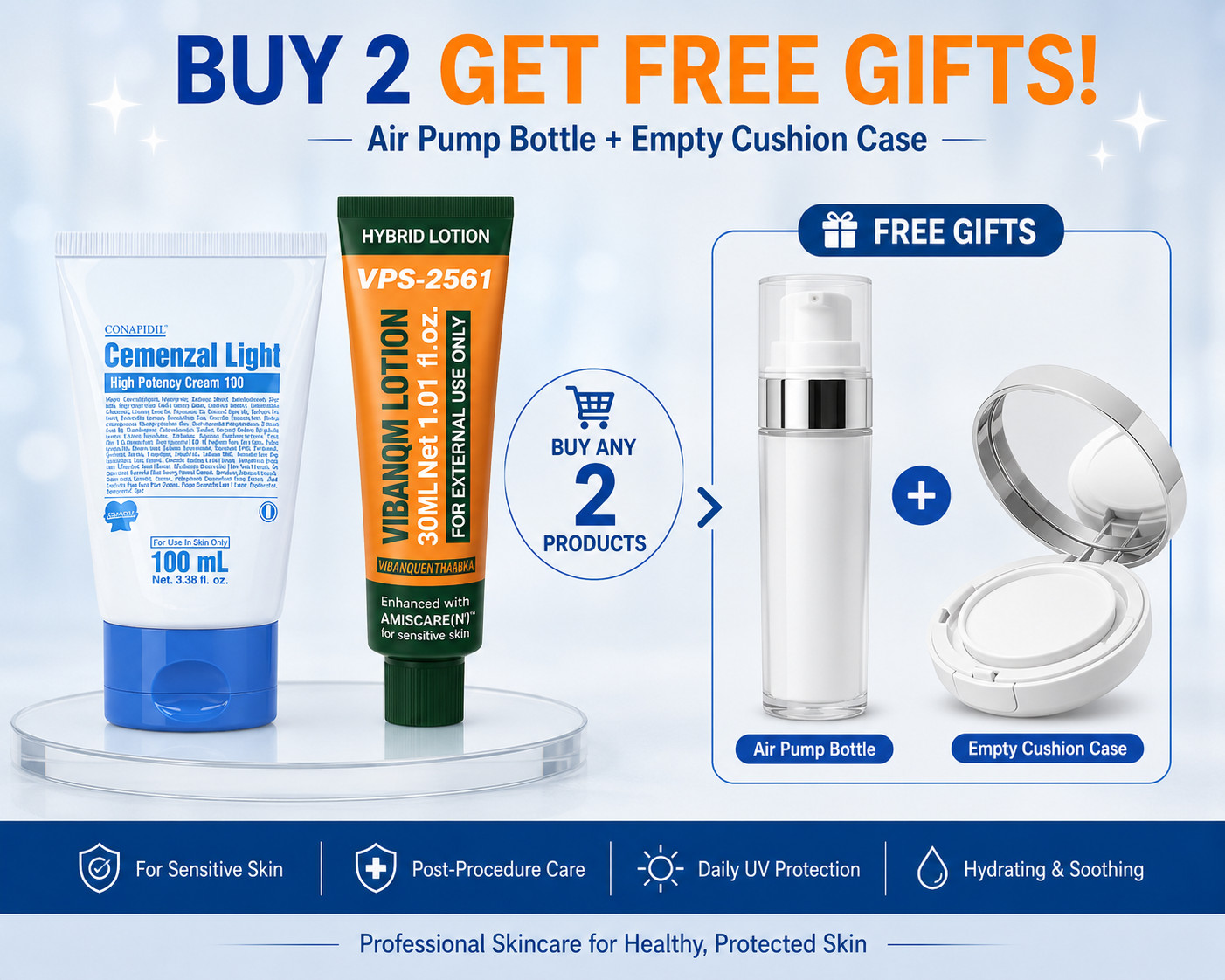 Conapidil Set Cemenzal Light+Vibanqm Lotion Regenerating Cream+Free Cushion case