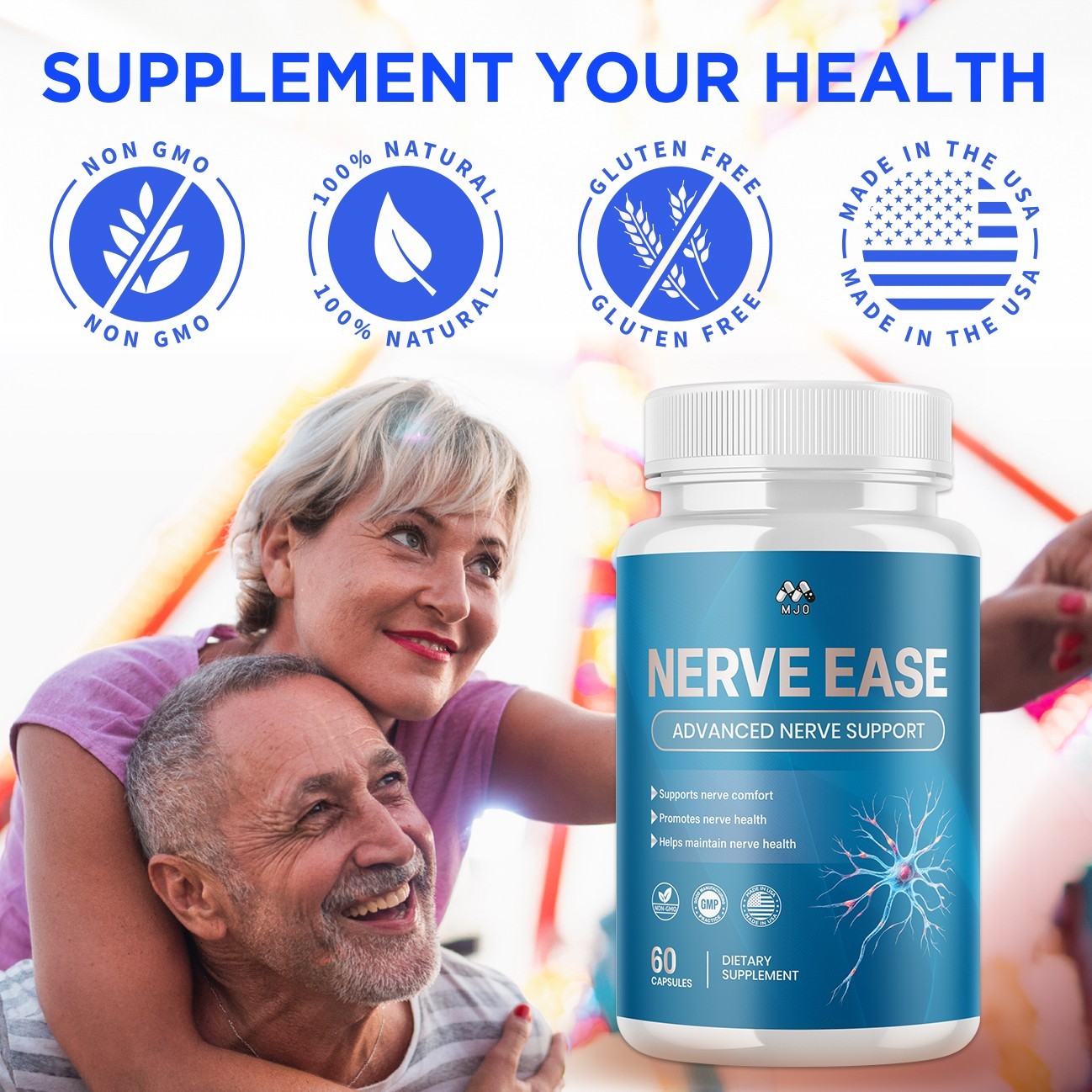 (1 Pack) Nerve Ease Advanced Nerve Support Strength Formula NerveEase 60 Caps