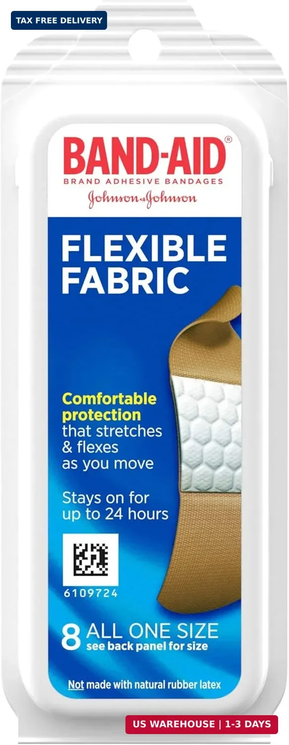 Band-Aid Brand Flexible Fabric Adhesive Bandages for Wound Care and First Aid, A