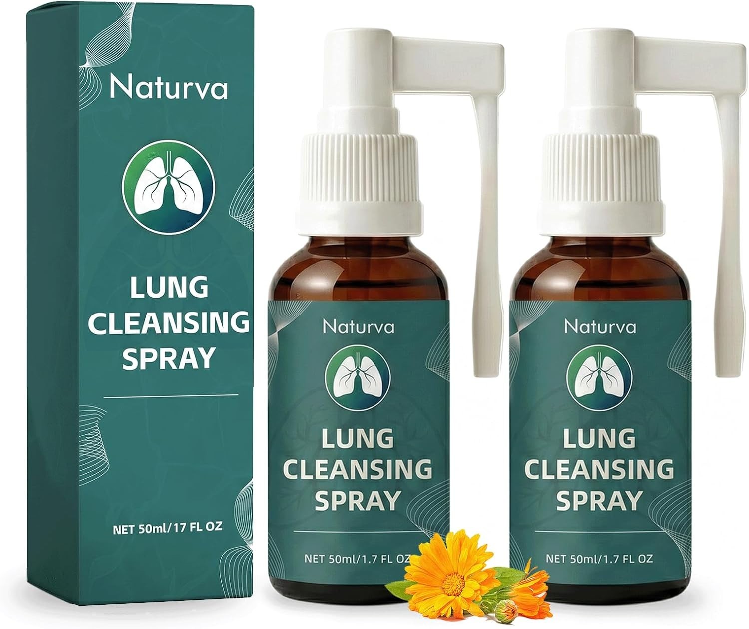 Naturva Lung Cleansing Spray,Calendula Leaf Extract (Pack of 2), 2pcs
