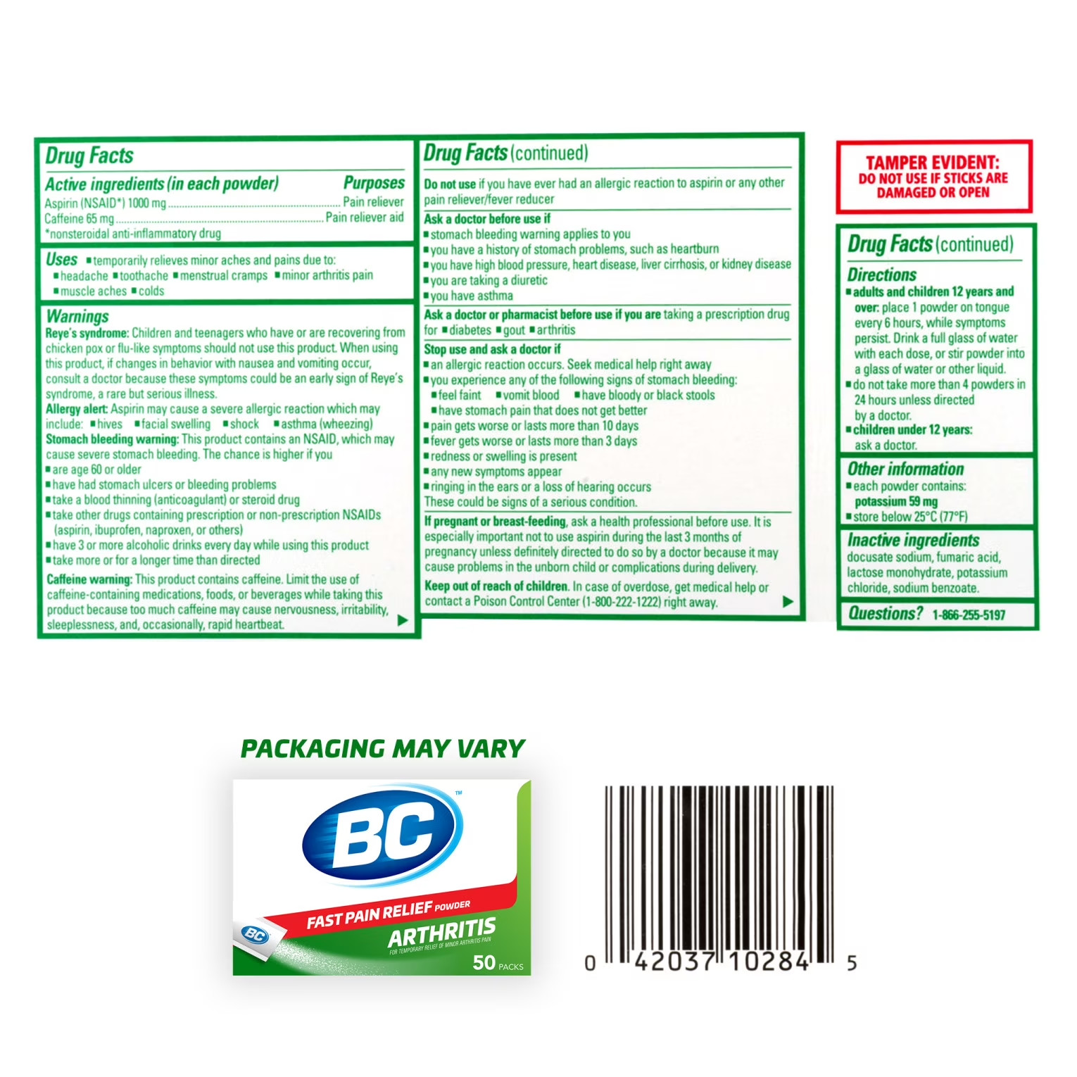 BC Arthritis Pain Reliever Powder Sachets (Pack of 50)