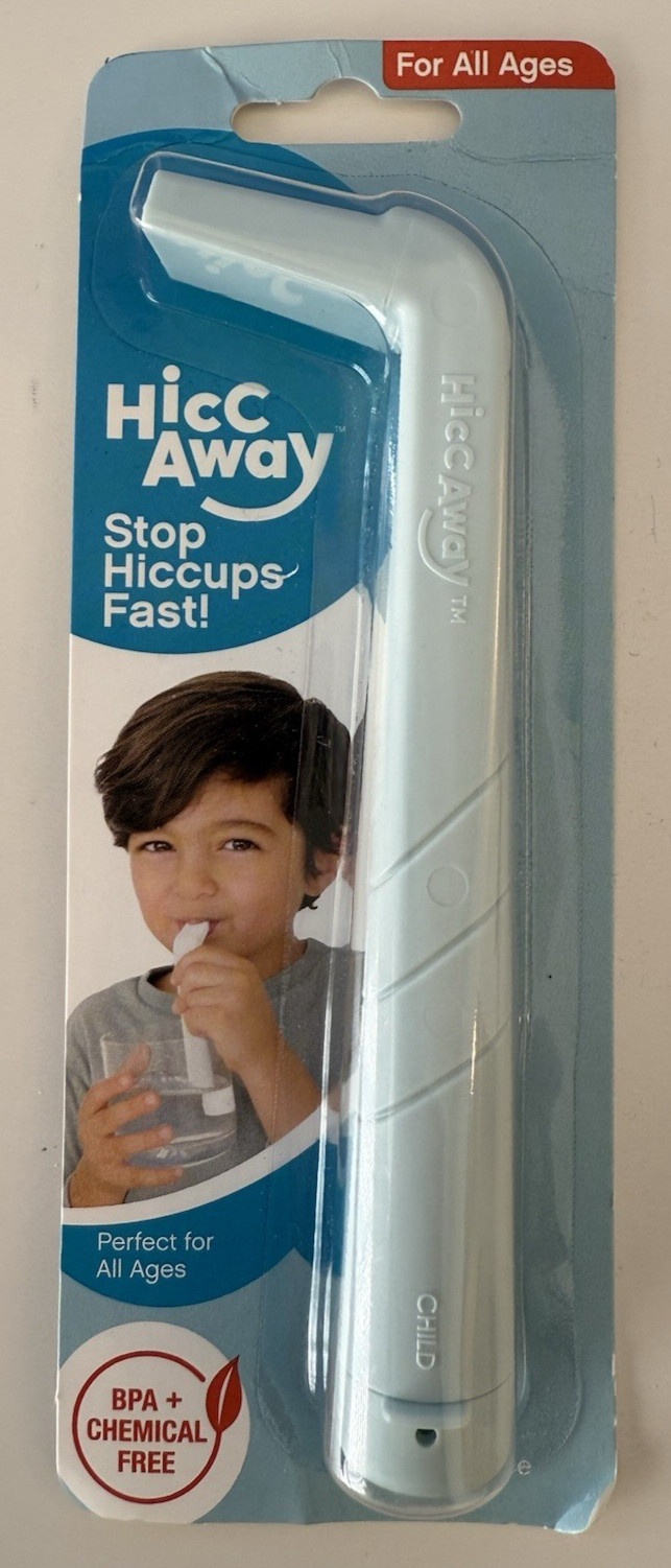 HicC Away – Stops Hiccups Fast! NEW IN SEALED PACKAGE, All Ages, BPA Free