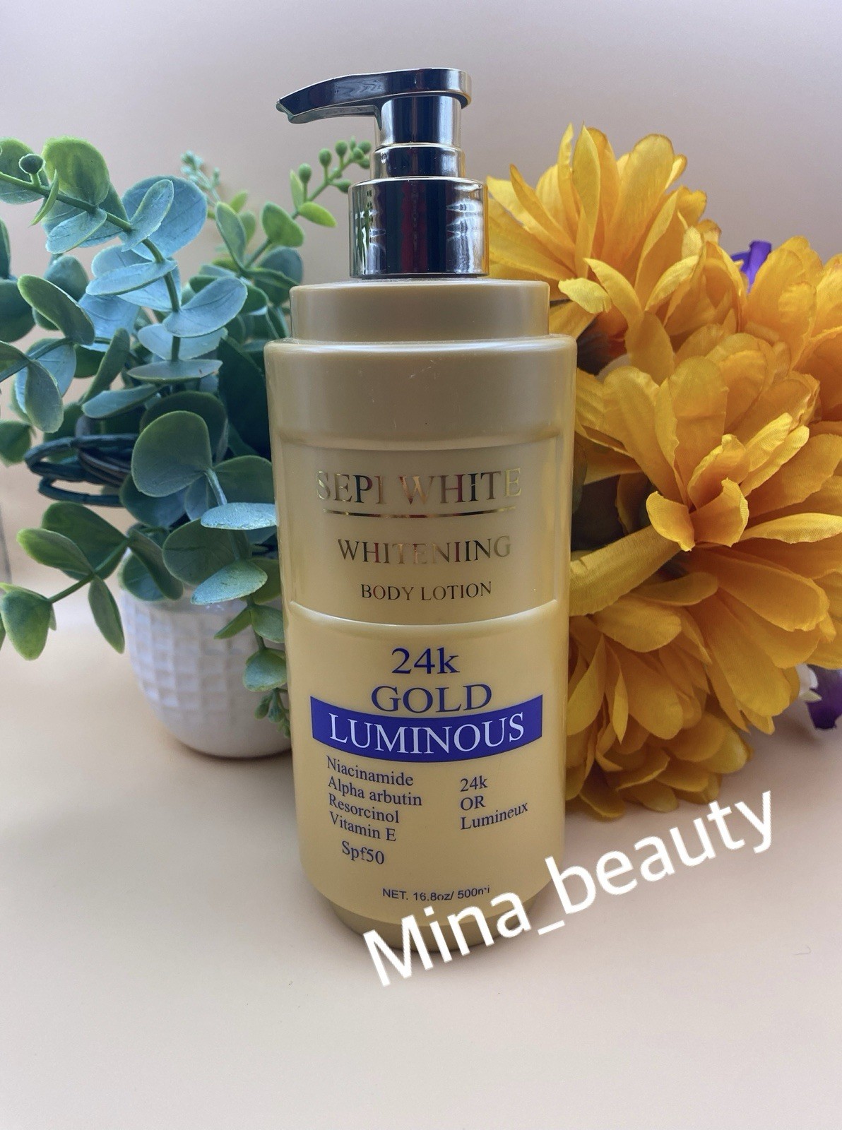 SEPI WHITE 24k Gold Luminous Whitening Body Lotion SPF 50, 16.8 oz