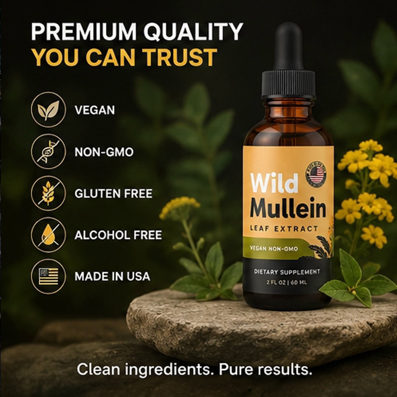 All-Natural Mullein Drops With Ginger & Lemon For Lung Cleanse NEW .bwCV