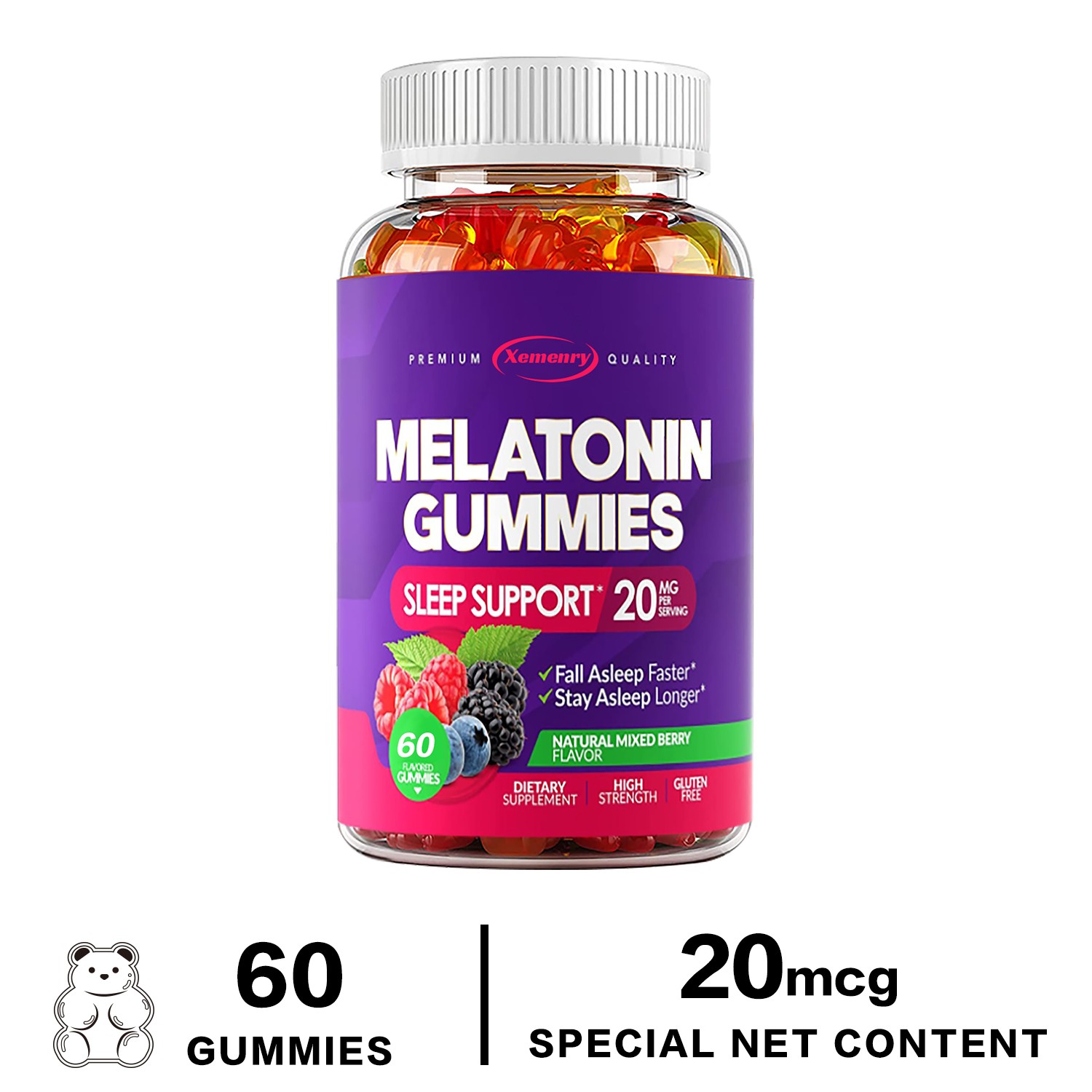 Melatonin Gummies 20mg – Sleep Aid , Fall Asleep Fast and Stay Asleep Quality