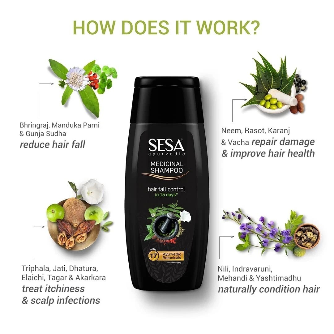 Sesa Ayurvedic Medicinal Shampoo for Hair Fall Control and Hair Growth/ 200ml
