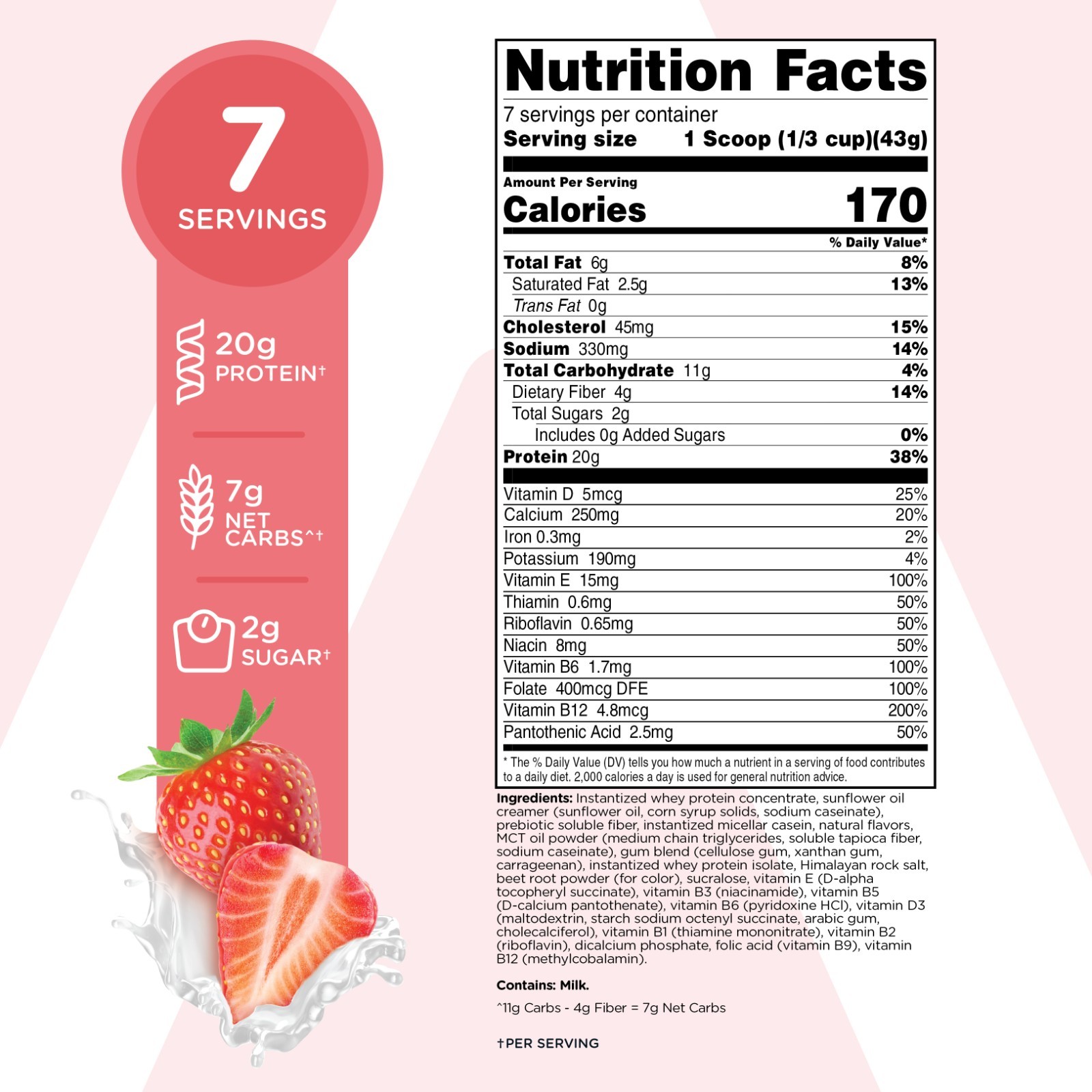 TransformHQ Meal Replacement Shake Powder 7 Servings (Strawberry & Cream)