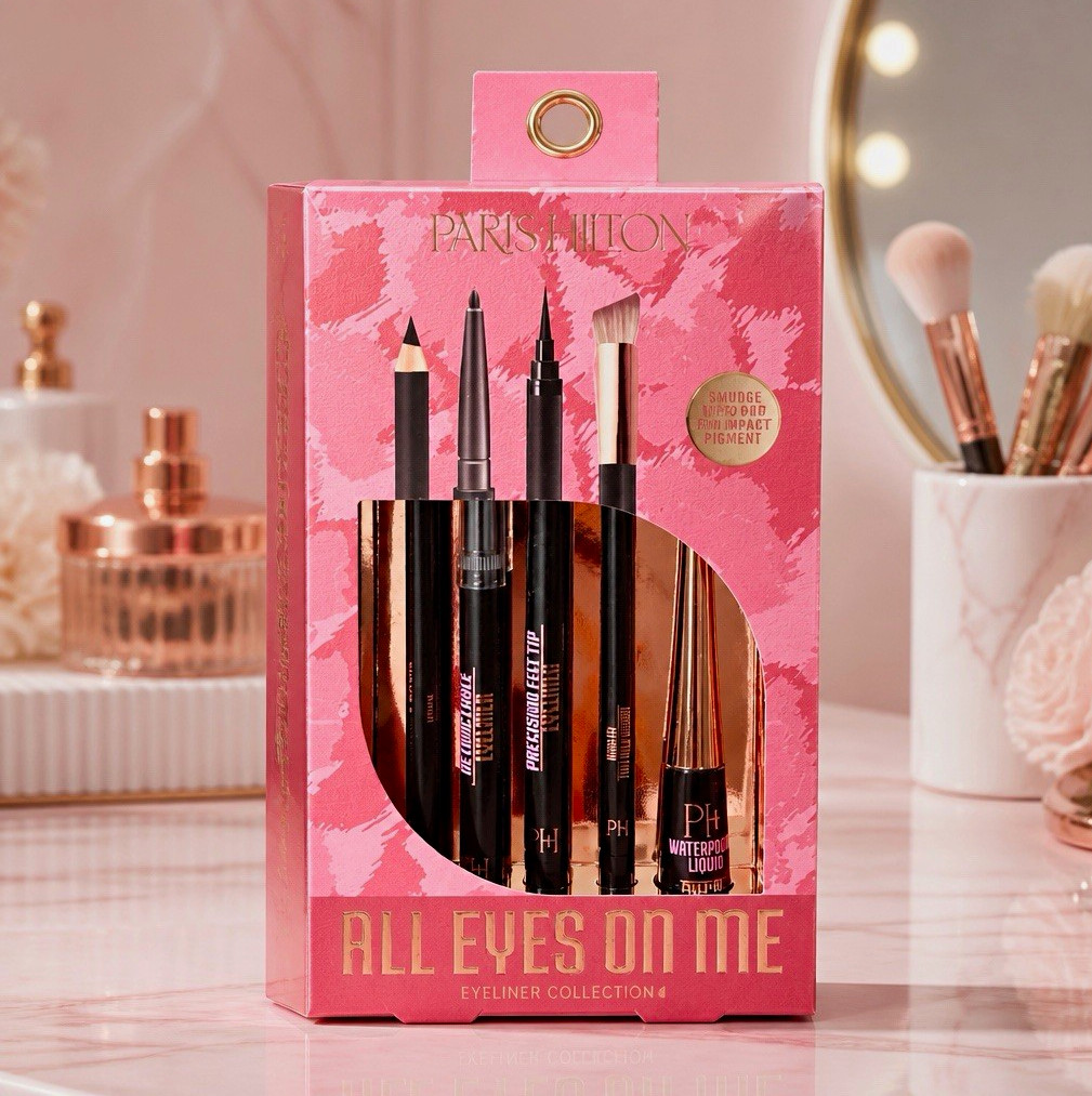 Paris Hilton All Eyes On Me 4 Pc Eyeliner Set Waterproof Pencil Liquid Black New