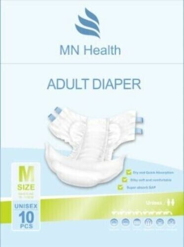 Adult Diapers – Medium, High Absorbency, Unisex 10/pack
