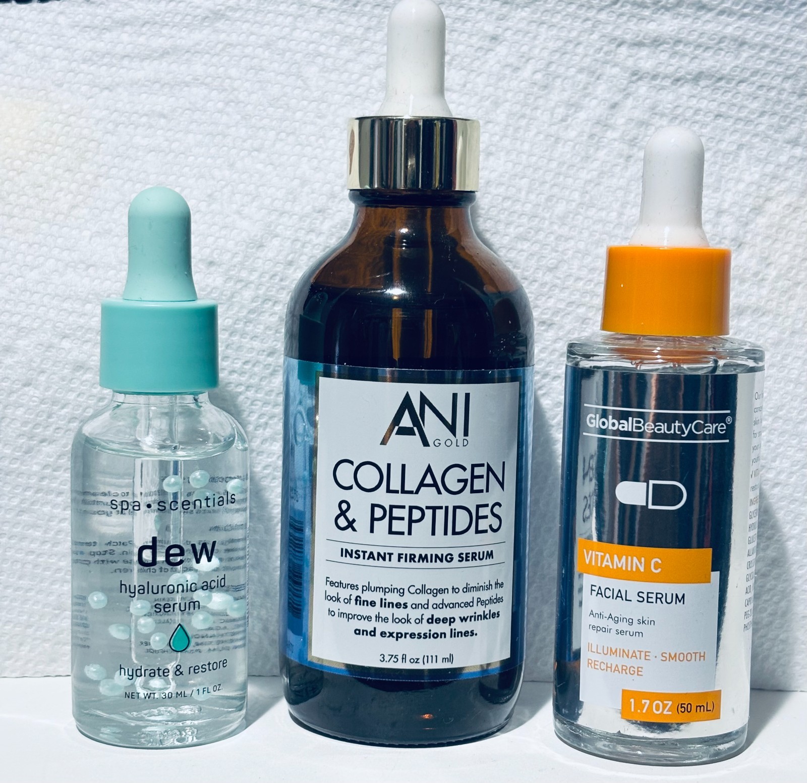 3pc Skincare Routine Set Collagen Peptides, Vitamin C & Hydrating Serum Anti-Agi