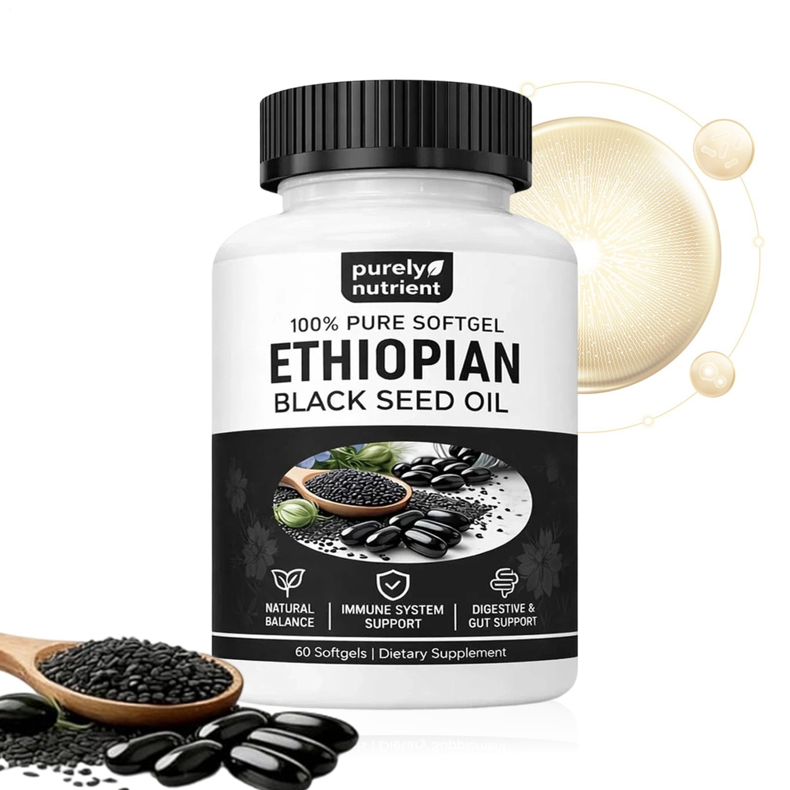5 PACK Ethiopian Black Seed Oil Softgels 4.64% Thymoquinone Gluten-Free US STOCK