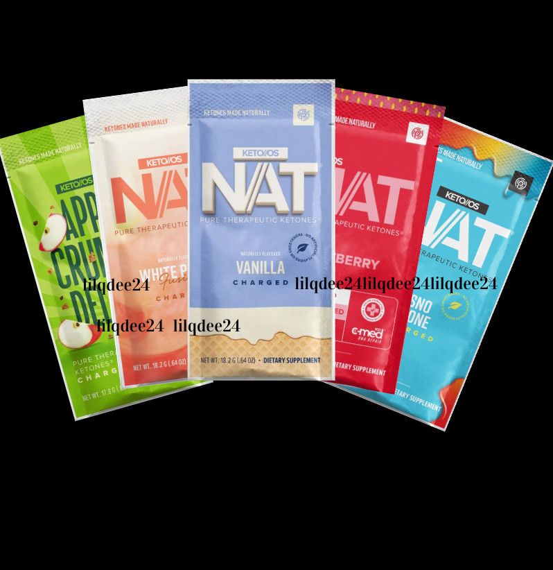 Pruvit Keto OS NAT Ketones White Peach, Apple, Sno Cone 5 Pack Variety 2027
