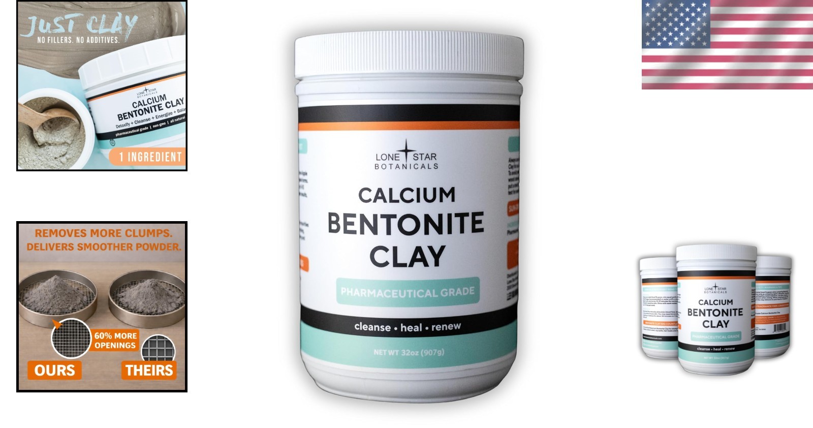 Calcium Bentonite Clay Powder – Versatile 32oz Detox for Skin, Hair & Digestion