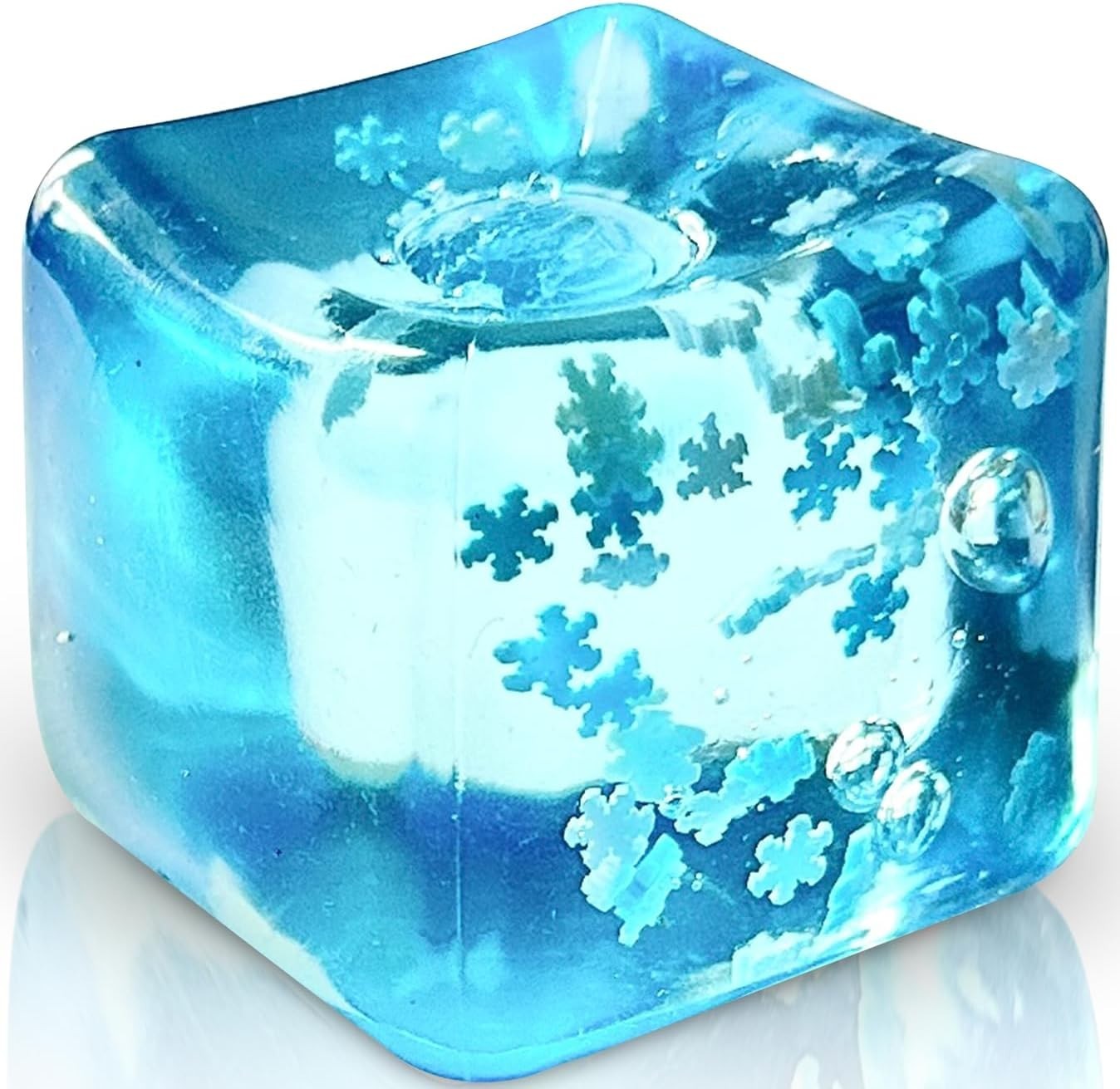 Icy Blue Stress Ball with Snowflakes – Silent Sensory Fidget Toy for All Ages