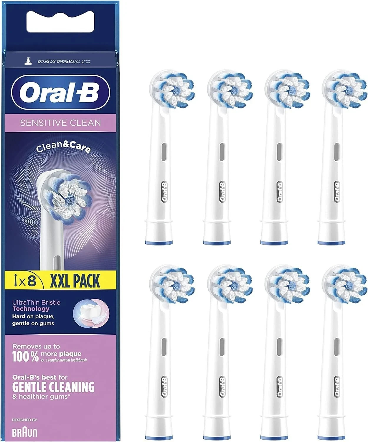 Oral-B Sensitive Clean Replacement Brush Heads 8 Packs