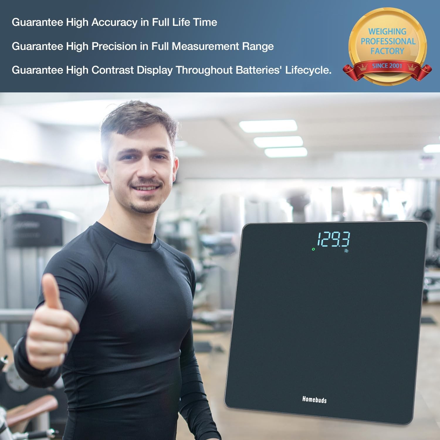 Bathroom Scale Digital Weight 400lb/182kg Precision 0.1lb LED Display Step-On