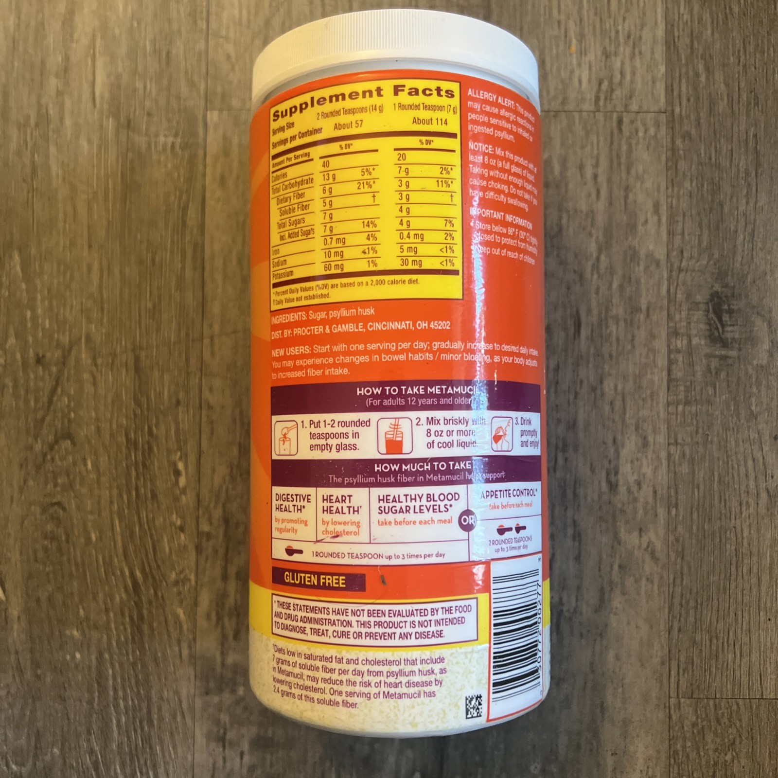 Metamucil 4-in-1 Psyllium Fiber Powder – Unflavored Real Sugar – Exp: 11-2028
