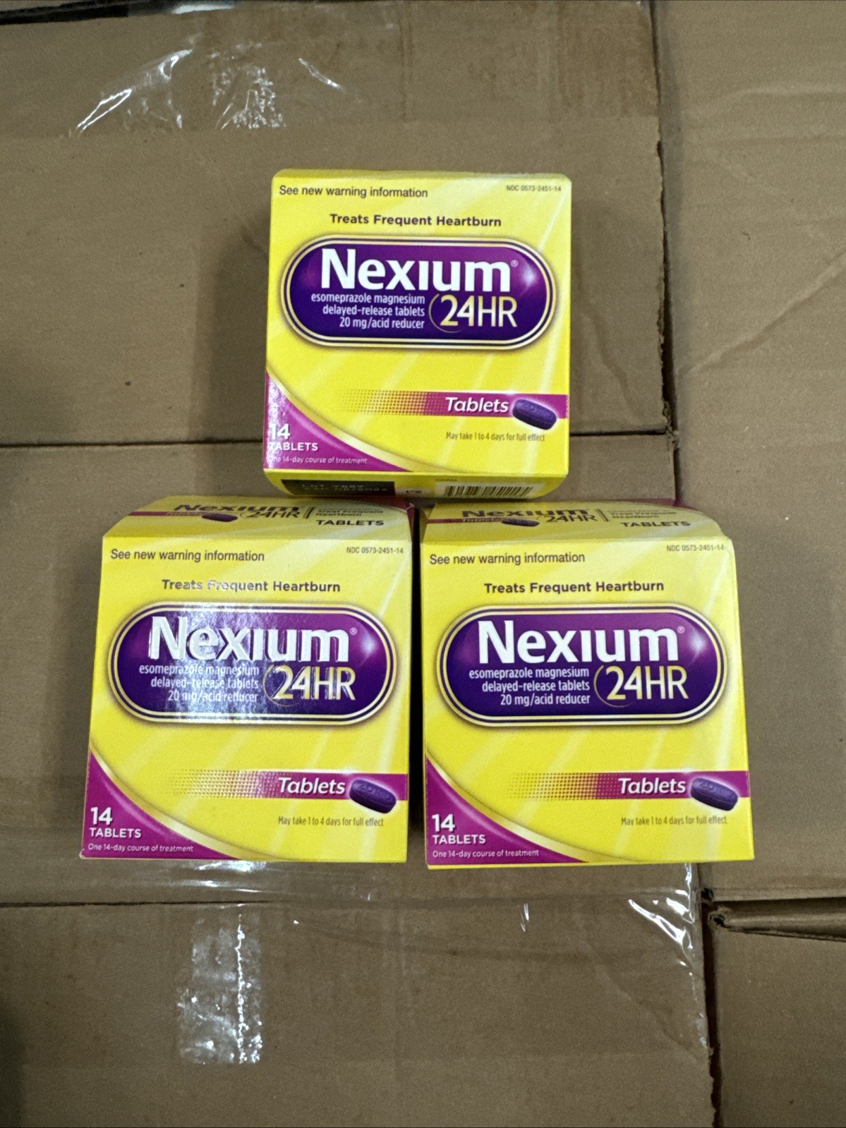 3-Nexium 24hr Delayed Release Heartburn Relief 20 mg TABLETS 14 count Each