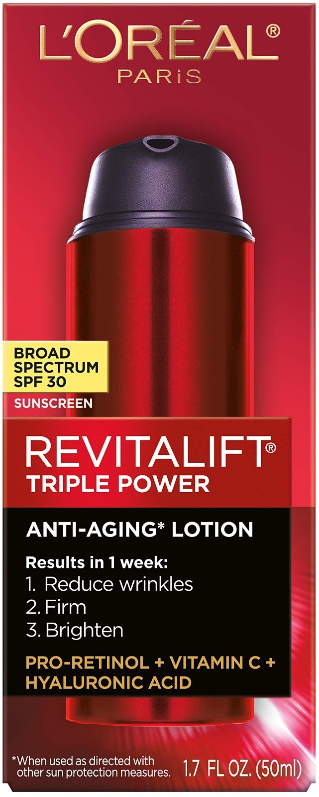 L’Oreal Paris Revitalift Triple Power Broad Spectrum SPF 30 Sunscreen – 1.7oz