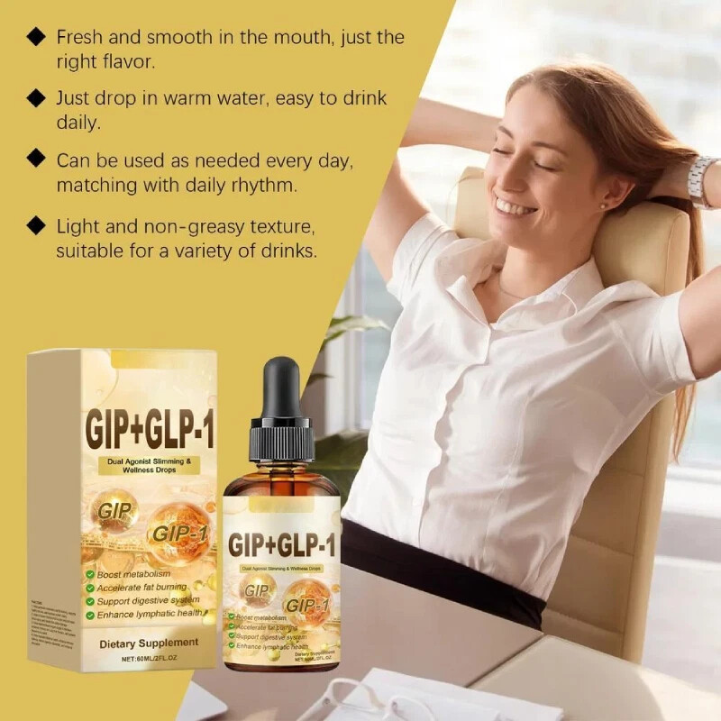 Metabolism Fat Burn Booster Drops GIP Dual-Action Suitable Formula Designed For