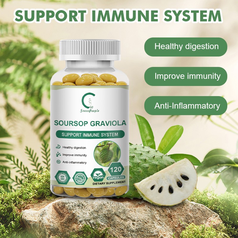 Soursop Graviola Capsules 1000mg 120 Pure Natural Soursop Capsules Leaves fruit