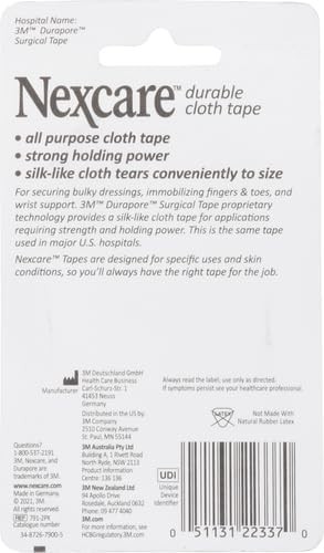 Nexcare Durable Cloth Medical Tape 2 Rolls 1in x 10yds