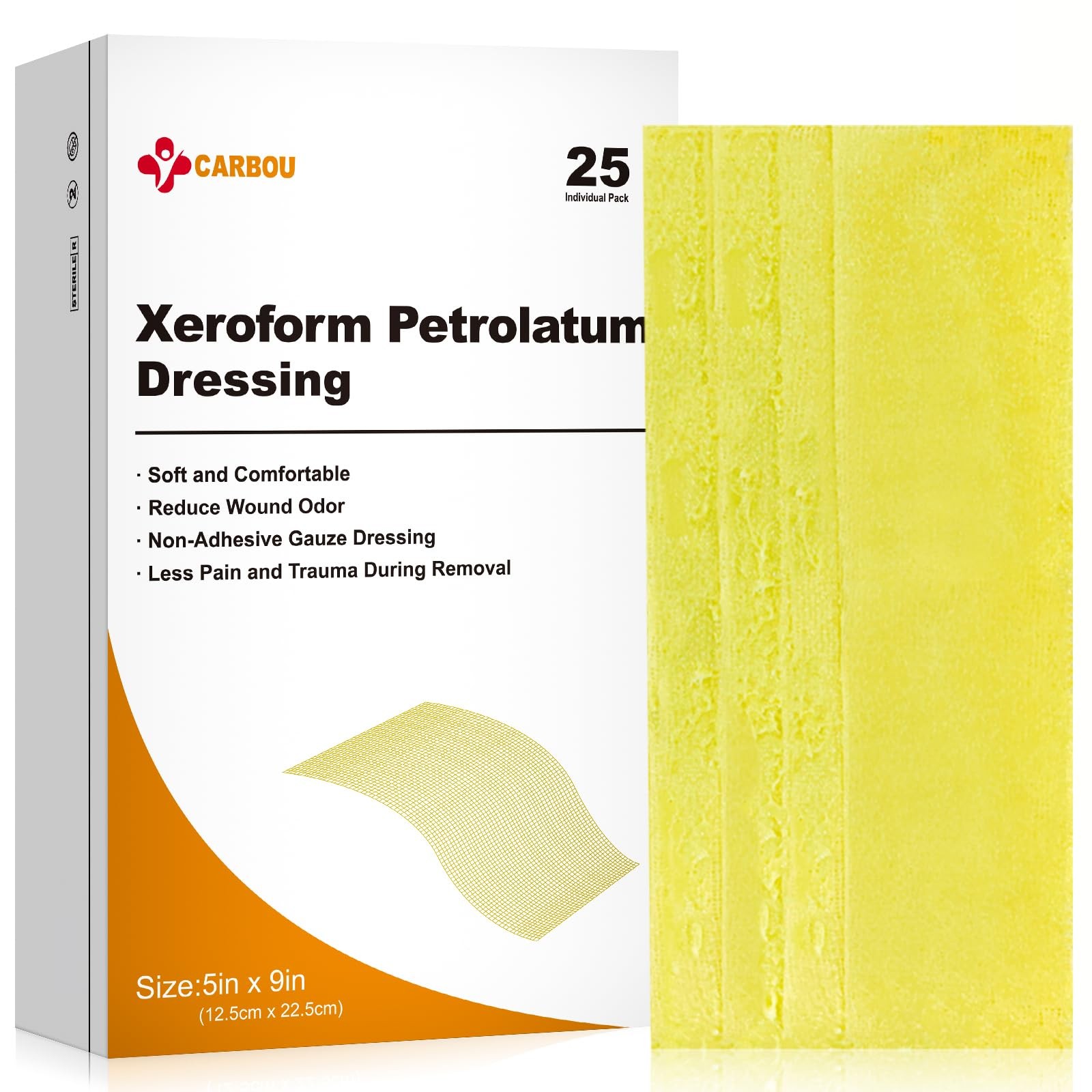 Xeroform Petrolatum Dressing 5×9 Non-Adherent Gauze Pads 25 Pack Wound Care Set