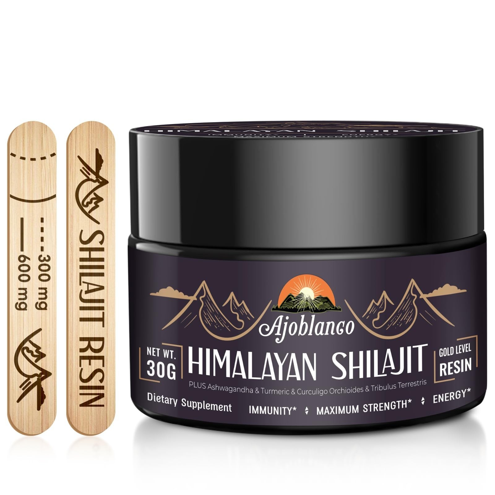 Pure Himalayan Shilajit Resin 600mg – Organic Ayurvedic Blend for Energy & Immun