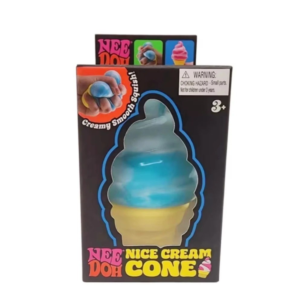 NeeDoh NICE CREAM CONE Ice Cream Swirl Squishy Toy NEE DOH Blue Pink Orange
